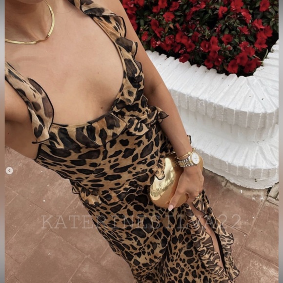 ZARA RUFFLED ANIMAL PRINT DRESS - Picture 15 of 16